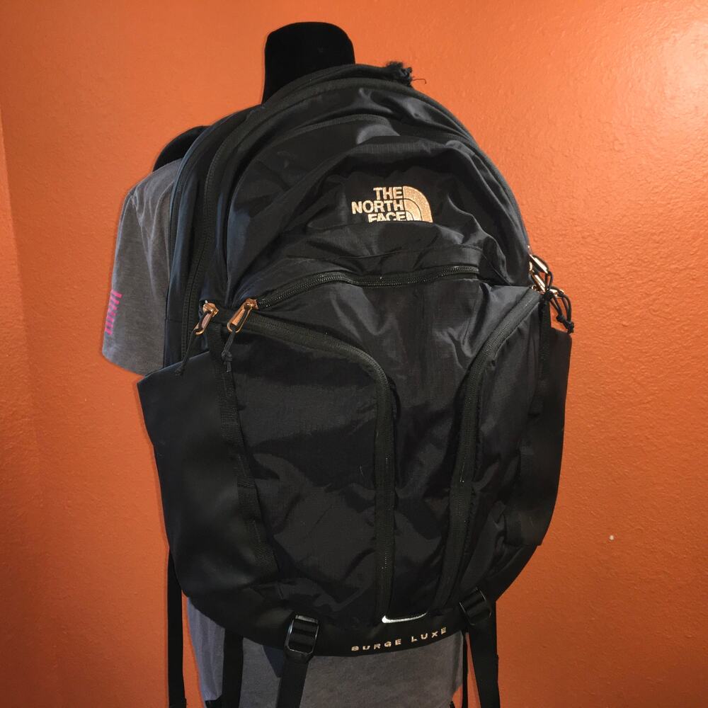 North Face Surge Luxe Womens Backpack Daypack Black Laptop School Bag READ